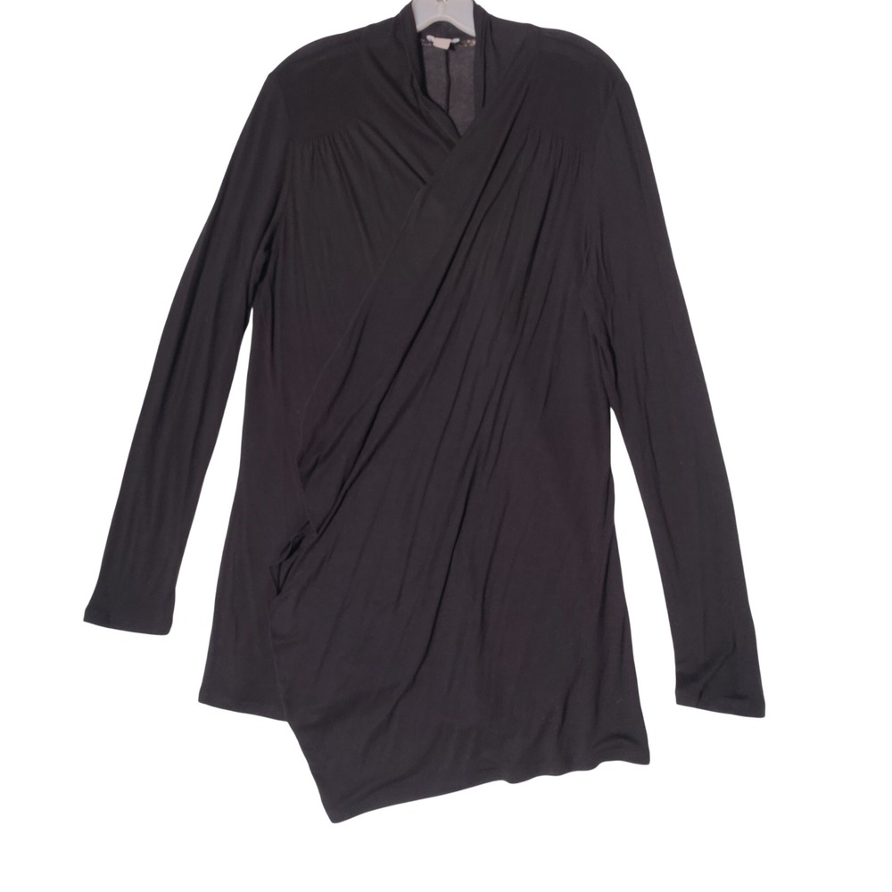 J. Jill Womens Black Draped Wrap Long Sleeve Cardigan Stretch Size S Open Front